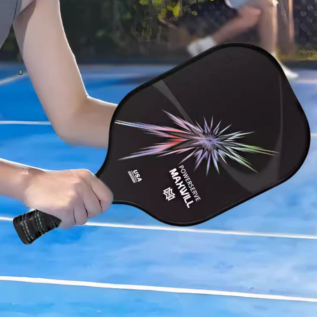 Maxwill PowerServe MPS2M Carbon Hybrid Paddle | UV-Printed Face & TPU Edge Guard for Tournaments