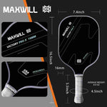 Load image into Gallery viewer, Maxwill Victory Pro X Pickleball Paddle | Advanced Carbon Fiber &amp; Fiberglass | Honeycomb Polymer Core | Extended Handle &amp; Cushioned Grip | Pro-Level Power, Control, and Comfort | USAPA Approved
