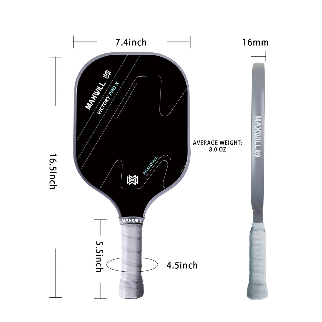 Maxwill Victory Pro X Pickleball Paddle | Advanced Carbon Fiber & Fiberglass | Honeycomb Polymer Core | Extended Handle & Cushioned Grip | Pro-Level Power, Control, and Comfort | USAPA Approved