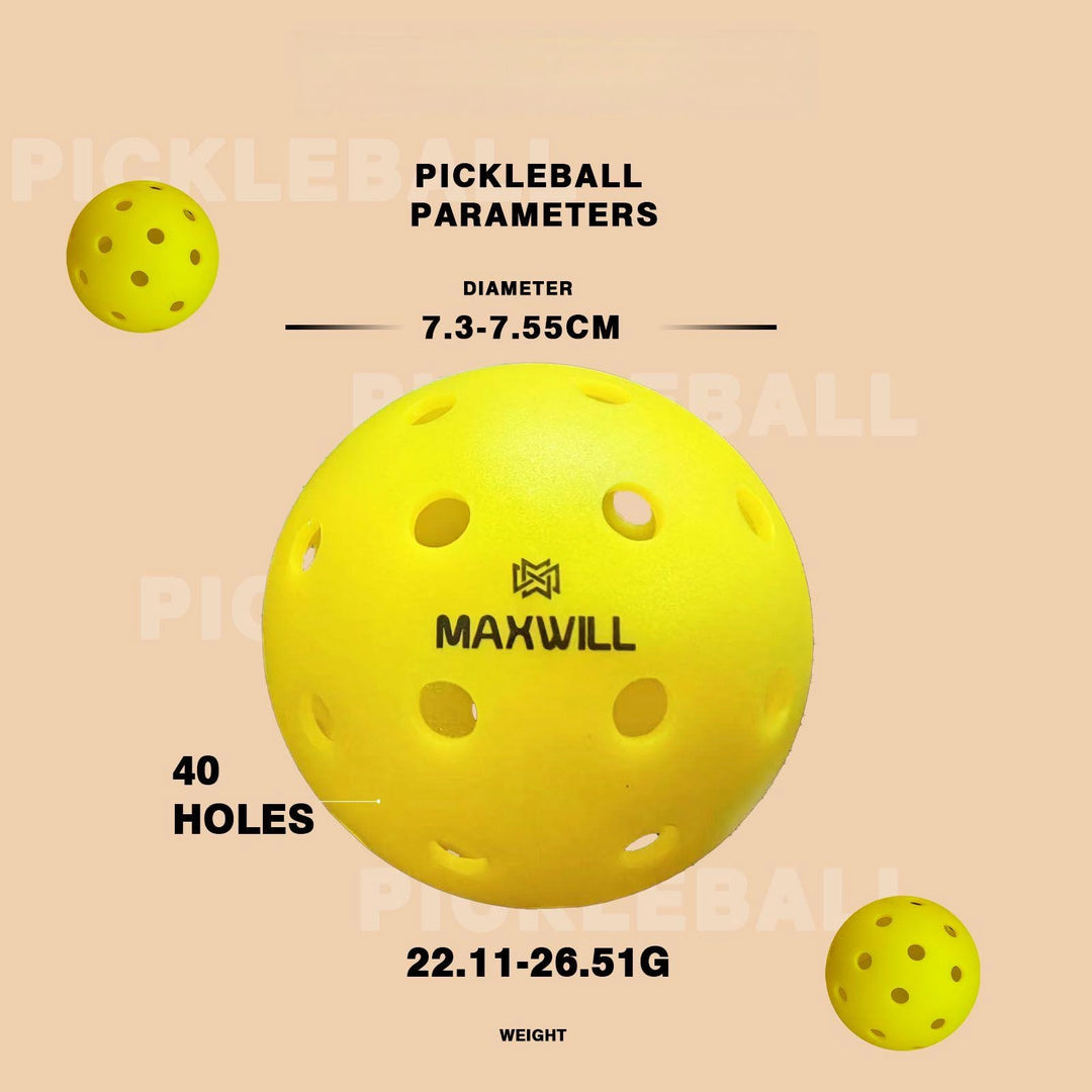 MAXWILL 黄色匹克球 – 经 USAPA 批准，40 孔无缝设计，锦标赛级性能